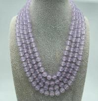 Fashion Lady's 4 Rows Natural Lavender Jade Necklace