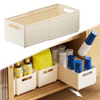 Reguliuojami stalčių organizatoriaus pertvaros Stalo laikymo dėžutė Virtuvės dėžutė Cream_28x20x15cm beige