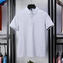 Madingi POLO marškinėliai Vidutinio amžiaus vyriški marškinėliai trumpomis rankovėmis Mercerized Pearl Cotton Summer Lapel Verslo laisvalaikio marškinėliai 4XL gray