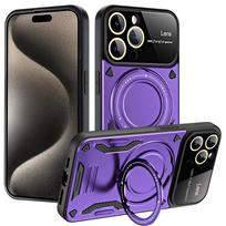 Case for IPhone 15 14 13 12 11 Pro Max Magnetic Ring Holder Protection Stands Magsafe Len Full Mirror Cover Kickstand Covers iPhone 11 Pro purple