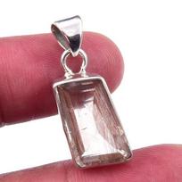 Natural Angel Hair Quartz 925 Solid Sterling Silver Jewelry Pendant 1'' c0i24 brown