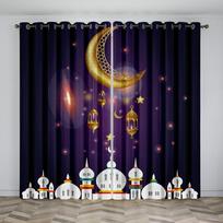 2 vnt. Ramadano dekoracija Lauko užuolaidos su kišene strypui Užuolaidos, tinkamos virtuvei, kavinei, svetainei, balkonui 1x50W60H(CM)&Grommet Top gray