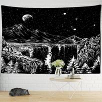 Juodas Kosminės Nakties Vaizdo Gobelenas Sienų Apdaila Psichodelinis Raganavimas Hipis Tapez Meno Estetika Kambario Namų Dekoravimas 95x70CM gray