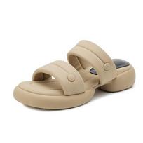 Krazing Pot Mules Natural Leather Peep Toe Thick Heels Summer Shoes Size 42 Circle Button Platform Women Sandals 34 abrikosas