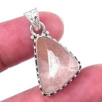 Natural Angel Hair Quartz Gemstone 925 Solid Sterling Silver Pendant 1.25'' h2K40 gray