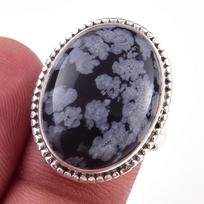 Natūralus snaigės obsidiano brangakmenis rankų darbo 925 prabos sidabrinis žiedas S.8 Y6C43 gray