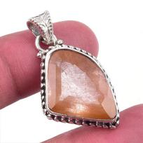Natural Angel Hair Quartz Gemstone 925 Solid Sterling Silver Pendant 1.50'' e4g44 gray