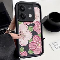 For Xiaomi 13t 11t Poco X6 Pro Redmi Note 13 12 11 Pro Oil Painting Relief Flowers Colorful Soft Silicone Lens Protection Case Cover Redmi Note 13 Pro+ 5G vyno raudonos spalvos