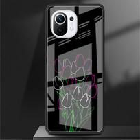 Flower Glass Case For Xiaomi Poco X3 NFC 11 Lite 11T F3 M3 For Redmi Note 11 10 9 8 Pro 10S 9S 9A 9C Phone Cover Redmi Note 9S black