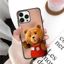 Cartoon Teddy Bear Phone Case for iPhone 14 13 12 11 Pro MAX X XS Max XR Mini SE2022 6S 7 8 Plus Black Case iphone 14ProMax gray