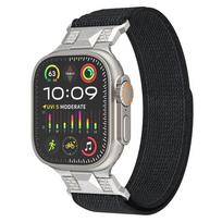 Nailoninis dirželis Apple Watch Ultra 2 49mm Series 9 8 7 45mm Correa dirželis iWatch 6 5 4 Se 3 44mm 42mm ultra apyrankei 42mm 44mm 45mm juoda