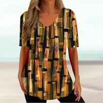 Dryžuoti moteriški marškinėliai Drabužiai Vasariniai V formos iškirpte trumpomis rankovėmis Marškinėliai Retro moteriškas megztinis Spalva Clash Patchwork Oversize Tops XXL black