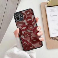 Sexy Girl Red Lips Hard Matte Case for iPhone 14 15 Pro Max Cases iPhon 13 11 12 Pro XR X XS Max 7 8 Plus SE2 Soft Bumper Cover For iPhone 15 gray