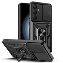Kameros apsauginis dėklas, skirtas Samsung A55 A35 A25 A24 A34 A54 A14 5G A23 A53 A13 A73 A33 A32 A72 A52 A12 Armor hibridinis žiedo dangtelis ABS juoda