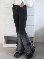 Denim Vintage Contrast Color Flare Pants Women Japanese Sweet Bow Elegant Jeans Female Korean Style Open Fork Casual Jeans 2024 S