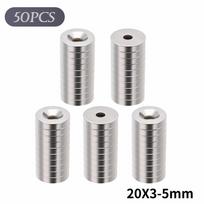 Neodimio retųjų žemių giluminiai žiediniai magnetai N48 3/4 x 1/8 colio (50 pak) sidabras