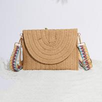 Yogodlns Summer Travel Beach Bag Straw Woven Clutch Bag Fashion Designer Crossbody Shoulder Bag for Women Handbag Ladies Wrist Wicker Bag 27x2x20cm chaki