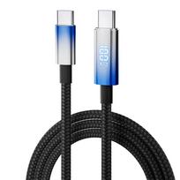 VAORLO Skaitmeninis ekranas 100 W greito įkrovimo laidas, skirtas C tipo ir C tipo duomenų kabeliui Super Charge, skirtas Xiaomi Huawei greito įkrovimo telefono linijai Length 1.2m juoda