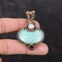 Amazonite Pendant Copper Wire Wrapped Pendant Rainbow Moonstone Pendant Gemstone Copper Jewelry Handmade Pendant Wire Wrap Jewelry For Gift white