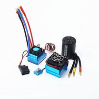 3650 2300KV variklis be šepetėlių ir su 80A ESC ir aušintuvo dangčio kombinacija, skirtas HSP HPI Wltoys 1:8/1:10 Nuotolinio valdymo automobilio ir valties dalis 60A mėlyna