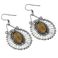Natural Labradorite,Citrine Gemstone Earrings Solid 925 Sterling Silver Handmade Earrings Jewelry Gift For Women And Girls E-388 gray