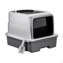 Closed Cat Toilet, Large Top Entry Litter Box with Lid, Box, Kitten Potty pilka spalva