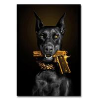 Kūrybingas Modernus Juodas Prabangus Dobermano Šuo Gyvūnas Besienis Drobės Tapyba Svetainės Namų Sienos Dekoracija Tapybos Pagrindas 20x30cm Unframed black