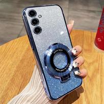 For Huawei Pura 70 Glitter Plating Magnetic Ring Holder Phone Case For Huawei Pura 70 Pro Plus Pura70 Ultra Bracket Stand Cover Huawei Pura 70 mėlyna