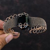 Nellite Bangle Copper Wire Wrapped Gemstone Cuff Bracelet Adjustable Bangle Handmade Cuff Bracelet Nellite Copper Wire Jewelry Gift For Wife black