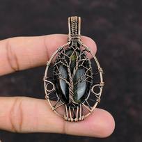 Tree Of Life Nellite Pendant Copper Wire Wrapped Pendant Handmade Pendant Nellite Jewelry Real Gemstone Pendant Copper Jewelry Wedding Gifts black
