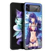 Z Flip 4 Phone Case for Samsung Galaxy Z Flip 3 5G ZFlip3 Flip3 zflip Flip4 Black Hard PC Cover Genshin Impact Sexy Girl Shell Z Flip3 5G