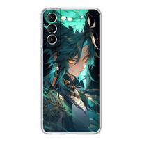 Telefono dėklas, skirtas Samsung Galaxy S24 Plus S23 S22 S21 S20 FE Ultra 5G S10 S10E S9 Skaidrus dangtelis Genshin smūgio drakonas Genshin Zhongli S22 Plus 5G black