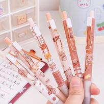 Mielos animacinės meškutės geliniai rašikliai Kawaii 0,5 mm juodas rašalas neutralūs rašikliai korėjietiškos kanceliarinės prekės rašymo priemonė mokyklinės biuro prekės gelinis rašiklis random 1PCS beige