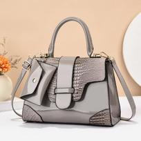 Nišinis driežo raštas Crossbody mažas kvadratinis krepšys Madingas šviesios odos dviejų dalių nešiojamas mažas kvadratinis krepšys pilka spalva