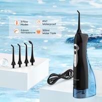 Naujas D52Pro Dental Water Jet įkraunamas vandens siūlas, nešiojamas 300 ml 4 purkštukų vandeniui atsparus burnos drėkinimo dantų valiklis