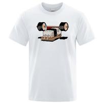 Cartoon Of Dumbbells Being Lifted Print Male Tshirts Comfortable Fit Tshirt Cool Crewneck Clothing Fashion Vintage T-Shirts 2XL black