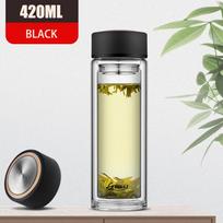 Dvisienis stiklinis puodelis Atsparus karščiui vandens puodeliai su arbatos filtru Biuro didelės talpos stikliniai indai gėrimams 420-1000ml beige