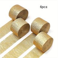 Crepe Paper Streamers 4 Rolls 328ft, Pack of Gold Crepe Paper for Party Decorations Wedding Decorations Birthday Decorations(1.8 Inch x 82 Ft/Roll)