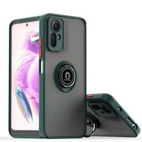 Šarvuotas matinis dėklas Xiaomi Redmi Note 12 Pro 5G 12S 11 Pro 11S 10 10S dangtelis žiedas magnetinis laikiklis stovas verslo pilna apsauga Redmi Note 10S tamsiai žalia spalva