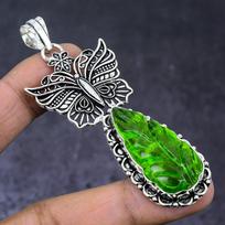 Peridot Gemstone 925 Steling Silver Jewelry Pendant 3.07  b4P19 white
