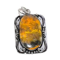 Bumblebee Jasper Gemstone Handmade 925 Sterling Silver Pendant 2.17  a5D92 orange