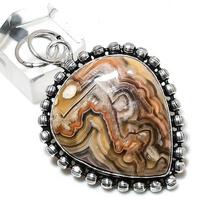 Laguna Lace Agate Gemstone Handmade 925 Sterling Silver Pendant 2.17  h8D69