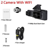 Nauja 3 kanalų WiFi Dash Cam automobiliams kamera Black Box 1080P vaizdo įrašymo kamera galinio vaizdo kamera, skirta transporto priemonėms automobiliams skirtų DVR automobilių priedams 2 Lens camera