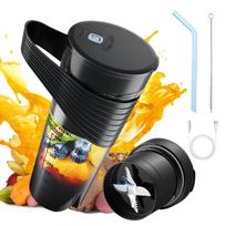 Nešiojama blenderio taurė kokteiliams, plakamiems, nešiojama sulčiaspaudė, įkraunama per USB kelionėms, 460 ml juoda