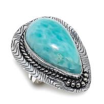 Amazonite Gemstone Handmade 925 Sterling Silver Jewelry Gift Ring Size 8 C2I41 blue