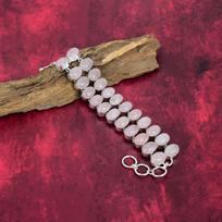 Rožinio kvarco rankų darbo naujausio dizaino papuošalų apyrankė, 925 prabos sterlingų sidabro brangakmenių apyrankė, dovana motinai Adjustable with 8 inches rožinė