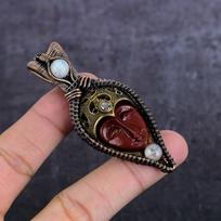 Natural Cameo, Moonstone Gemstone Copper Wire Wrap Jewelry Pendant 2.99  V9c22