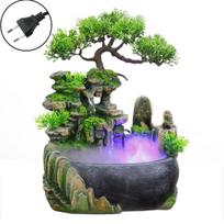Simuliacinis dervos Rockery netikro medžio feng shui krioklio drėkintuvo dekoravimas EU Plug with Fog žalia