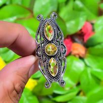 Natural Citrine Gemstone Handmade 925 Sterling Silver Ring Size 10.5 v7M97 brown