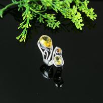 Natural Citrine Gemstone Handmade 925 Sterling Silver Ring Size 11.5 N2G60 green